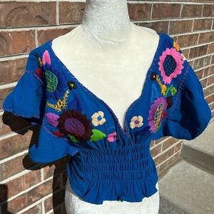 Pink and Silver floral Crop Top